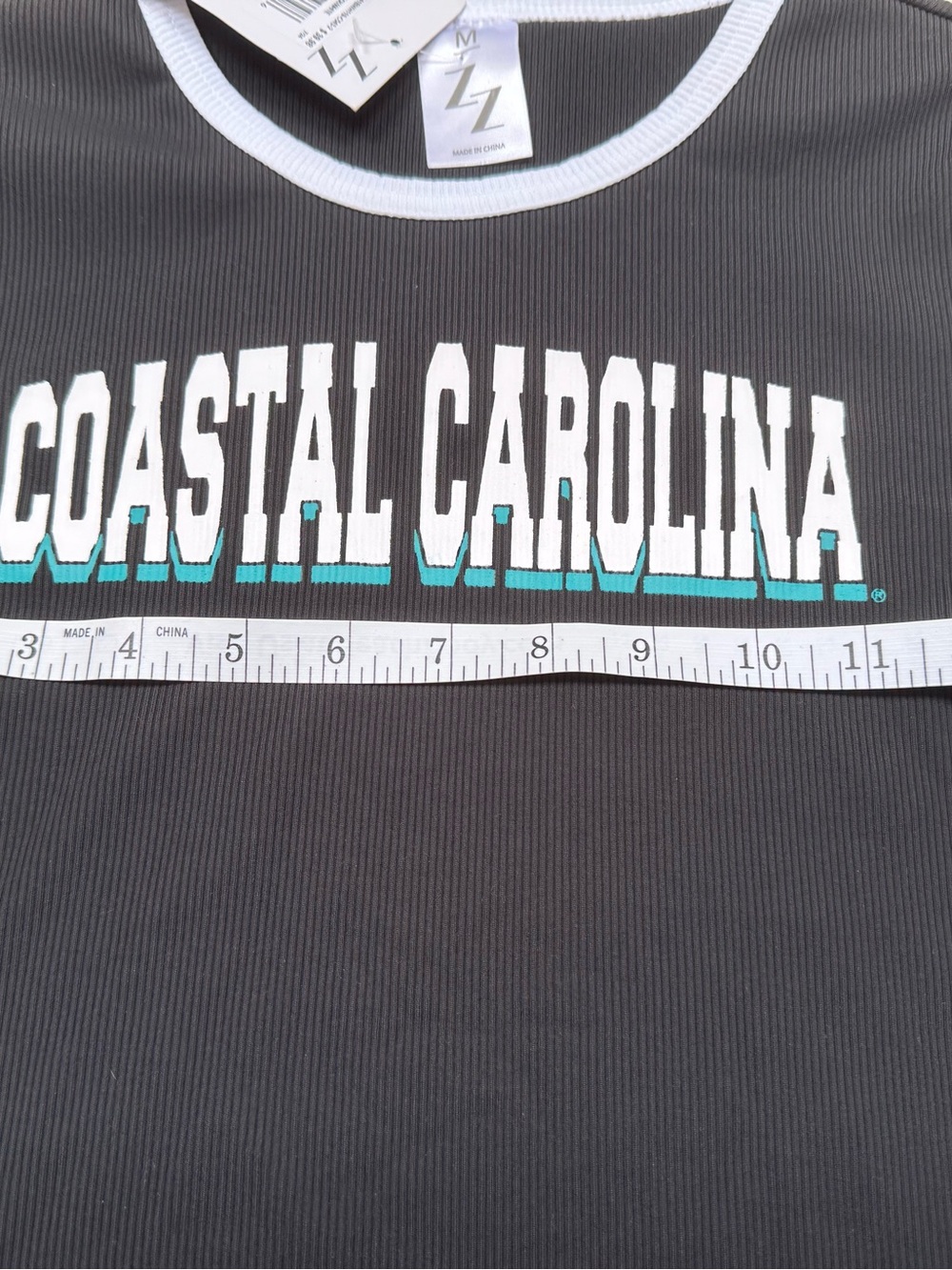 Zoozatz Coastal Carolina Black Ringer Crop Tee - Picture 8 of 9
